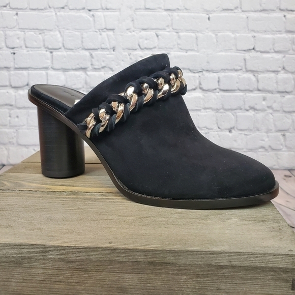 rebecca Minkoff Gayiah Suede Stacked Heeled Mules - Picture 12 of 16